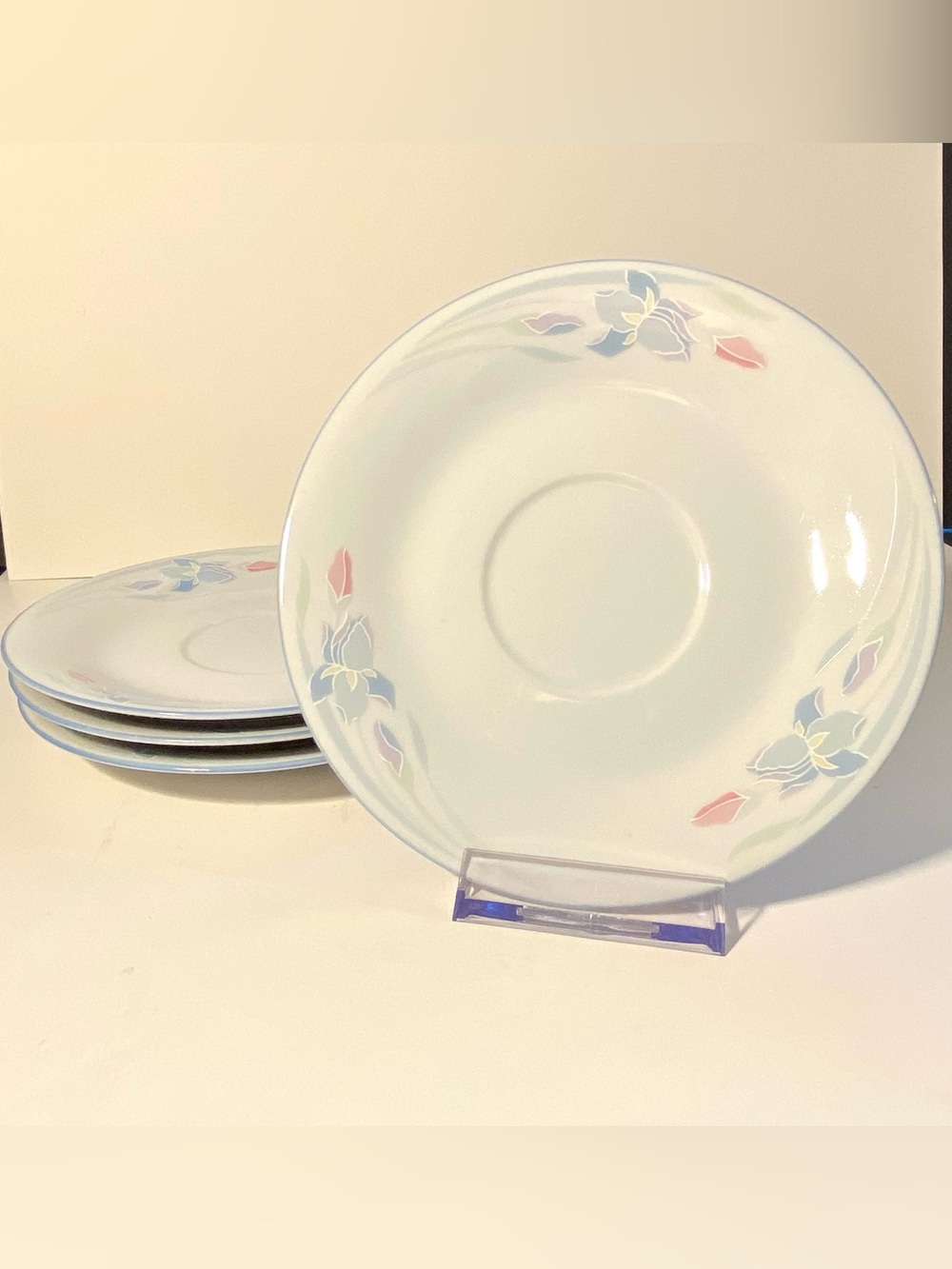 *Rare* Set of 4 Saucers - Fresh Flowers by Excel in Iris Pattern